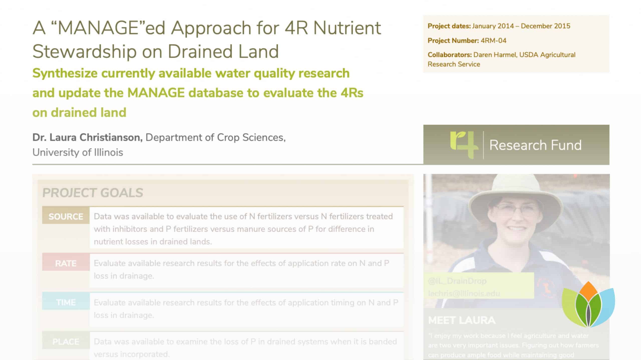 A 'Manage' ed approach for 4R nutrient stewardship on drained land