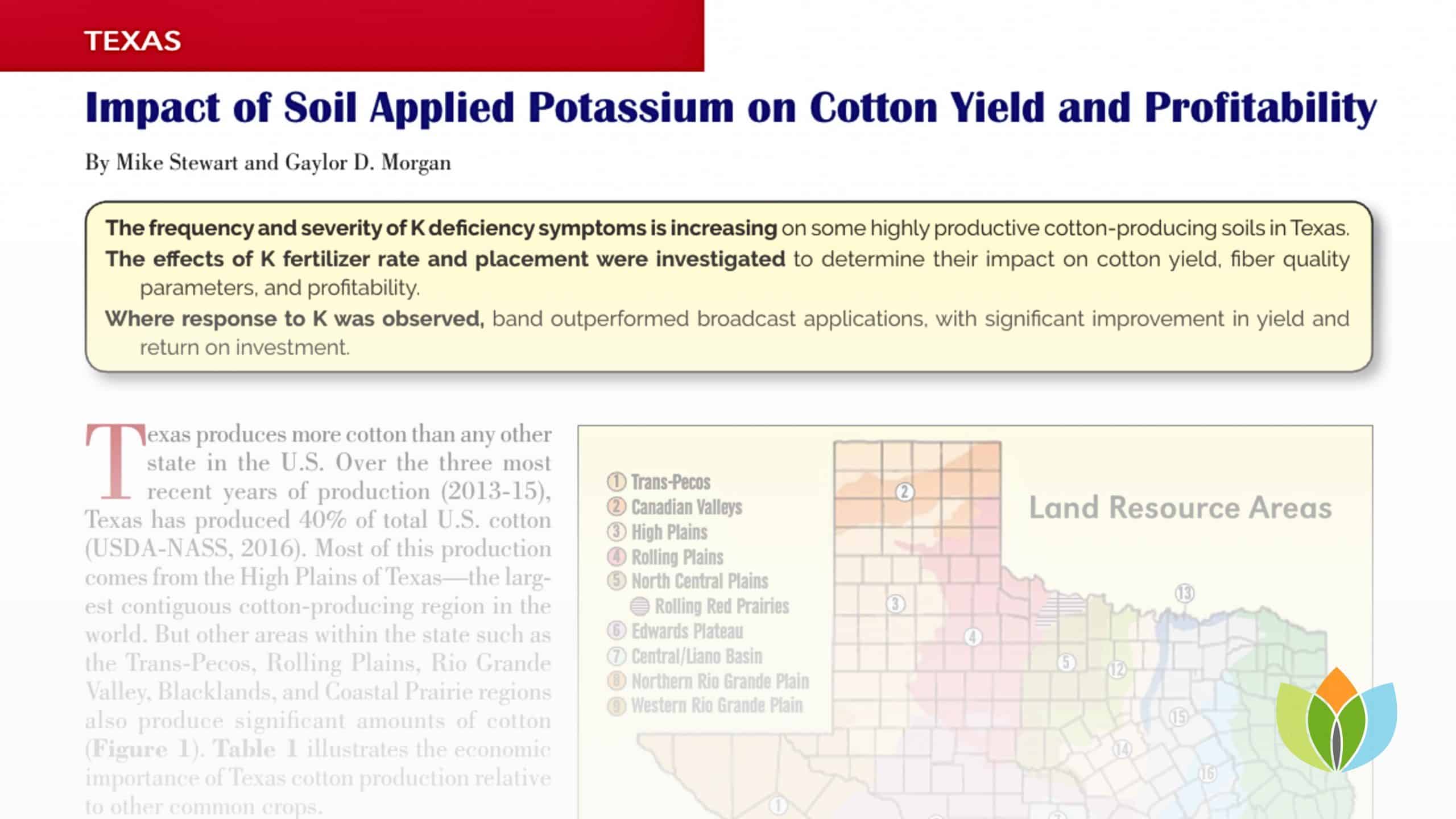 Impact of Soil Applied Potassium on Cotton Yield and Profitability