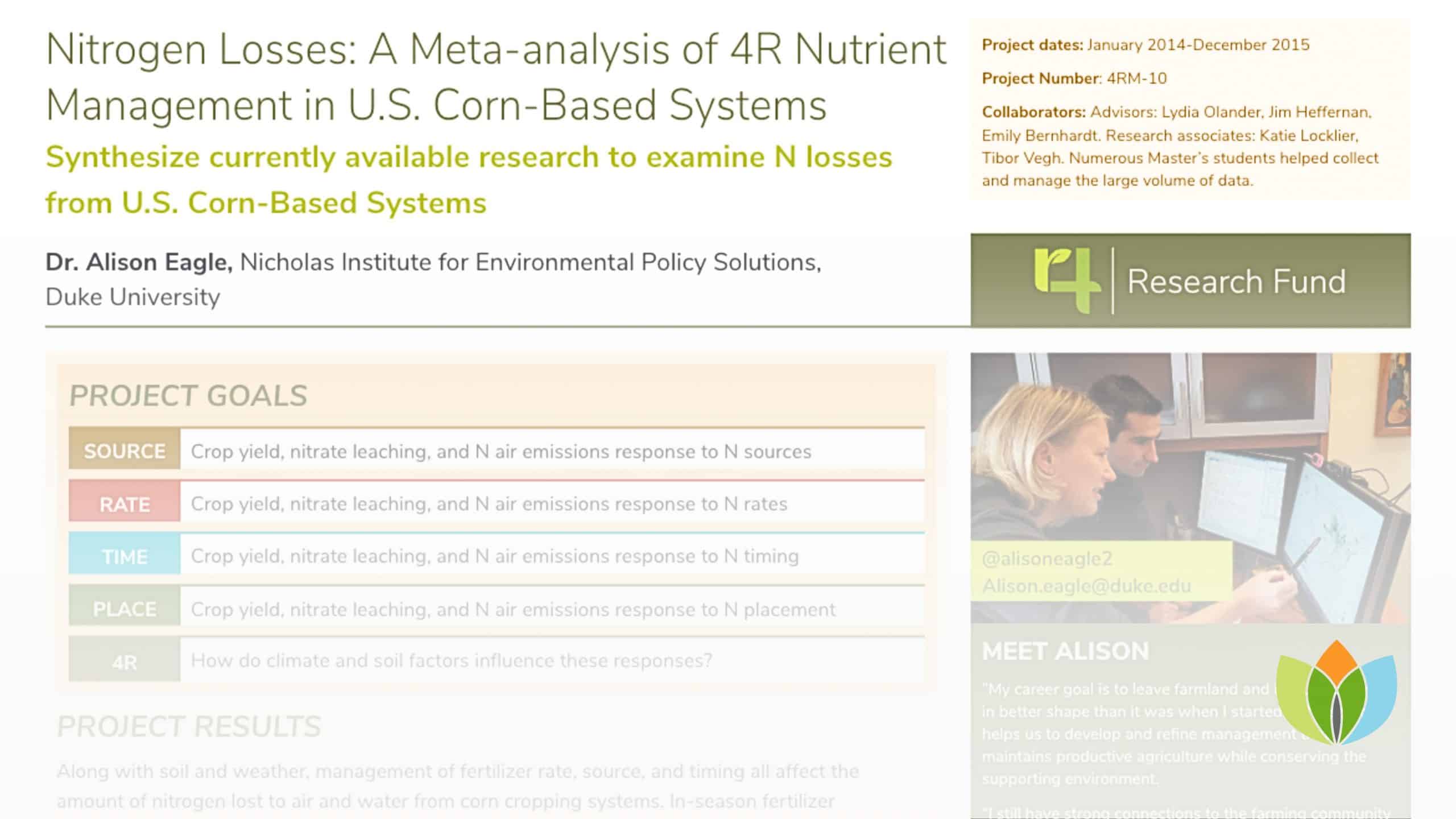 Nitrogen Losses: A Meta-analysis of 4R Nutrient Management in U.S. Corn-Based Systems